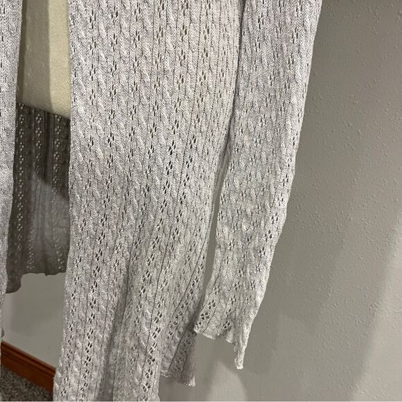 100% cotton Elegant Women's Open-Front Light Gray cardigan sweater size medium - Picture 4 of 13